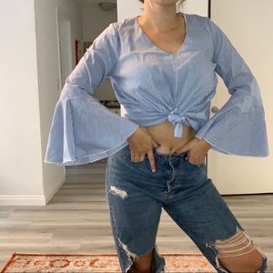 Blue striped blouse maternity